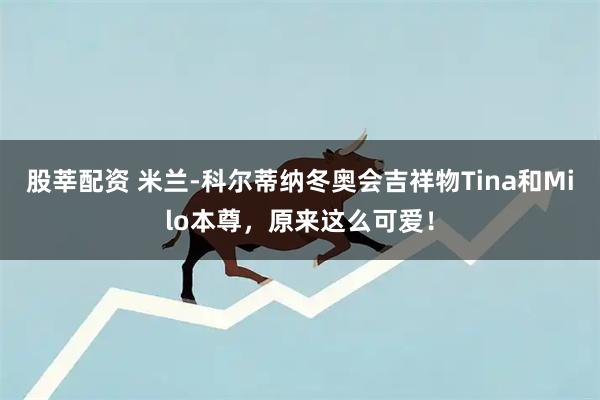 股莘配资 米兰-科尔蒂纳冬奥会吉祥物Tina和Milo本尊，原来这么可爱！